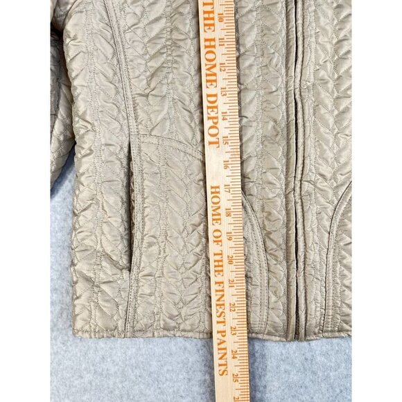 Chicos Size 1 Lightweight Quilted Jacket Tan Short Long Sleeve - Picture 6 of 8